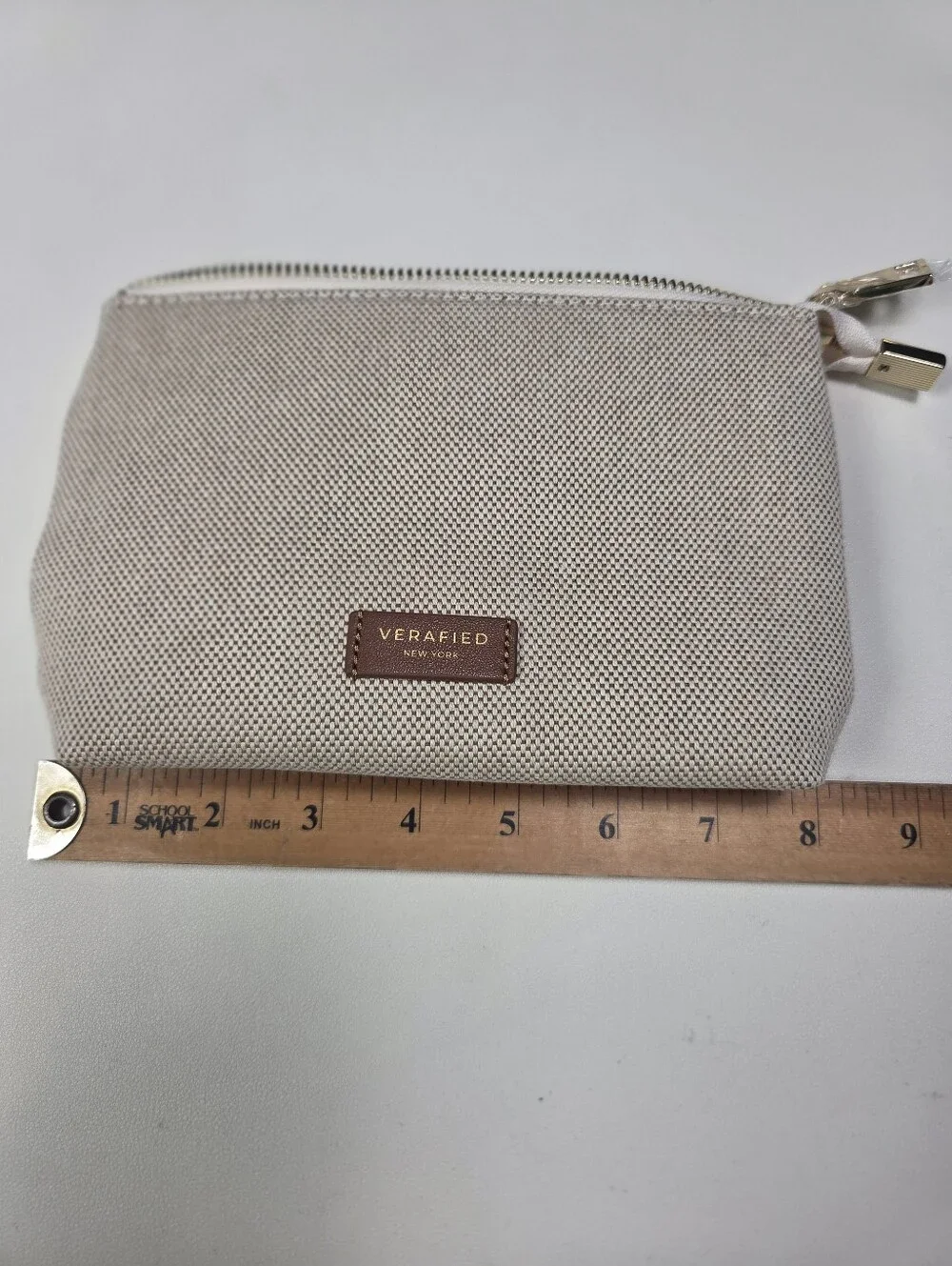 VERAFIELD Beige Canvas Zip Pouch NEW
